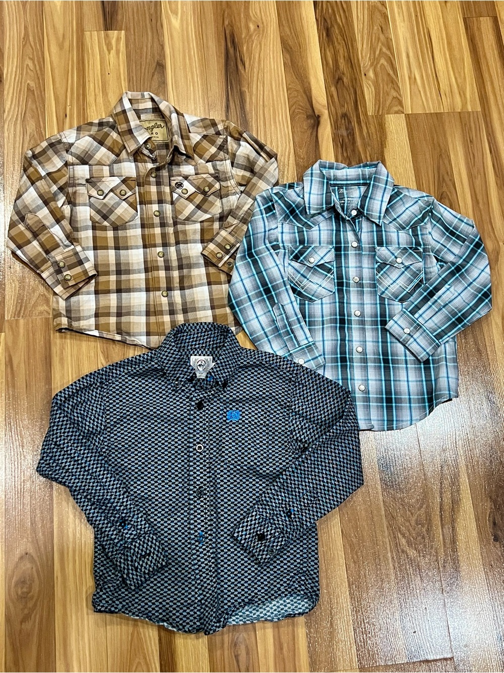Kids Plaid Western Shirt - Brown, Blue & Black Options